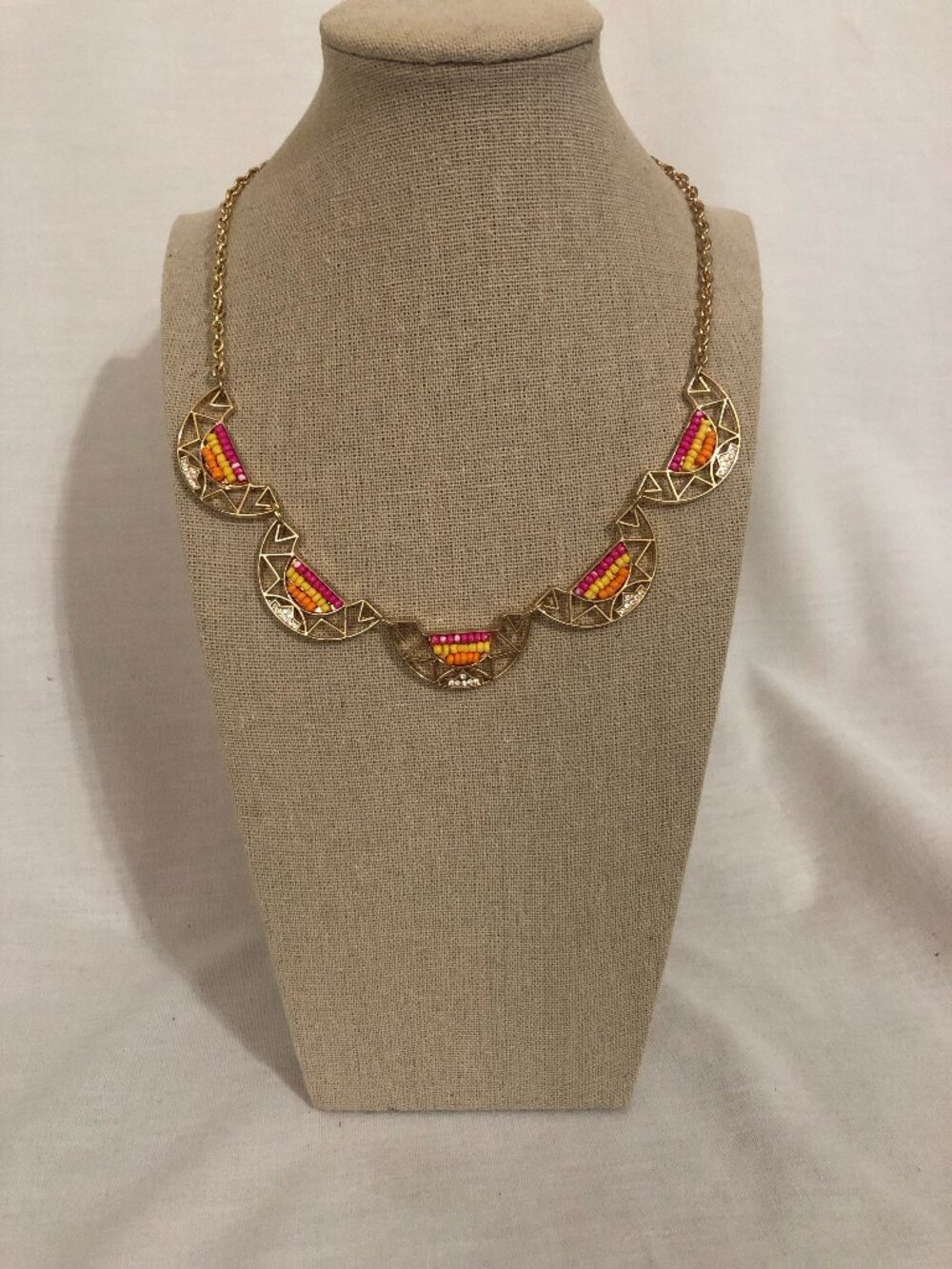 INC Womans Gold Tone Colored Bead 16" Necklace